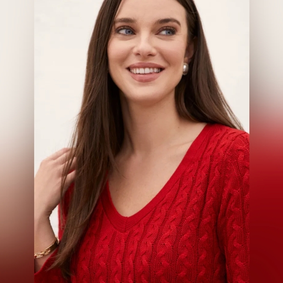 Nine West, Red, Cable-Knit, Fit & Flare, Sweater Dress, Size Large, NWOT - Picture 9 of 15